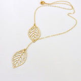 Metal Double Leaf Pendant Alloy Choker Necklace - milanoutlet