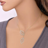 Metal Double Leaf Pendant Alloy Choker Necklace - milanoutlet