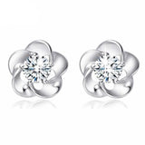 Rose Flower Shaped Crystal Stud Earrings - milanoutlet