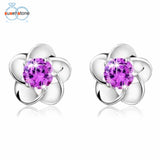 Rose Flower Shaped Crystal Stud Earrings - milanoutlet