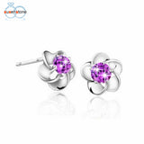 Rose Flower Shaped Crystal Stud Earrings - milanoutlet