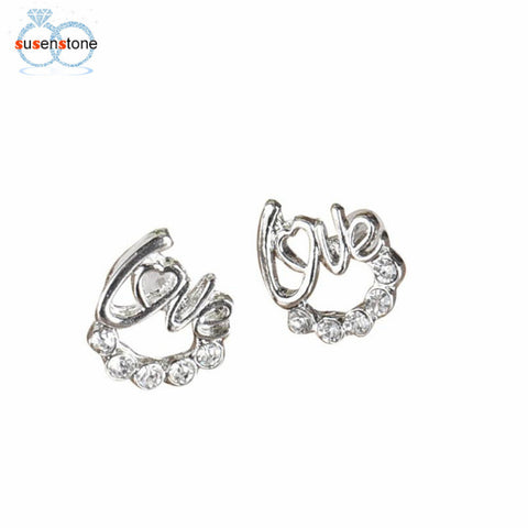 Crystal Love Ear Stud Earrings