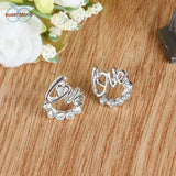 Crystal Love Ear Stud Earrings