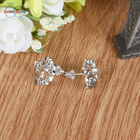 Crystal Love Ear Stud Earrings