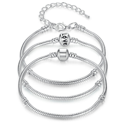 5 Style Silver Color LOVE Snake Chain Bracelet