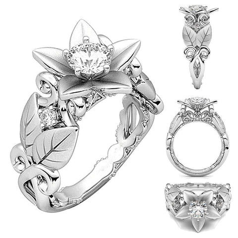 Lucky Flower Leaf Diamond Ring