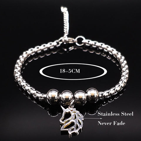 Unicorn Stainless Steel Charm Bracelet